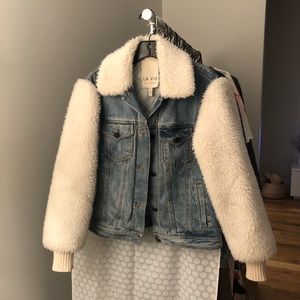 Rebecca Taylor Faux Fur Denim Jacket